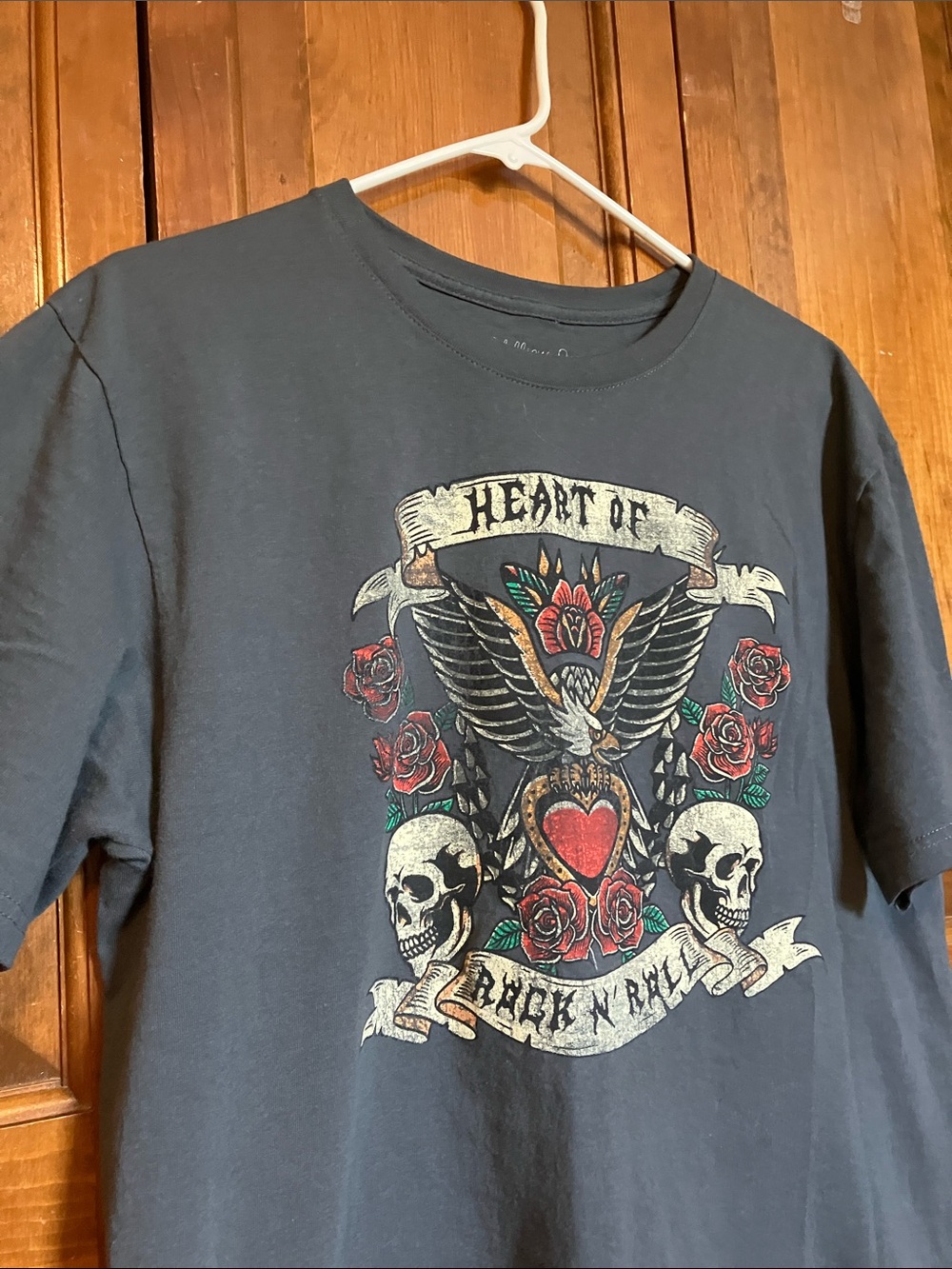 Rebellious One- 'Heart of Rock N' Roll' Graphic Tee W/Red Roses &FREE GIFT!! :)
